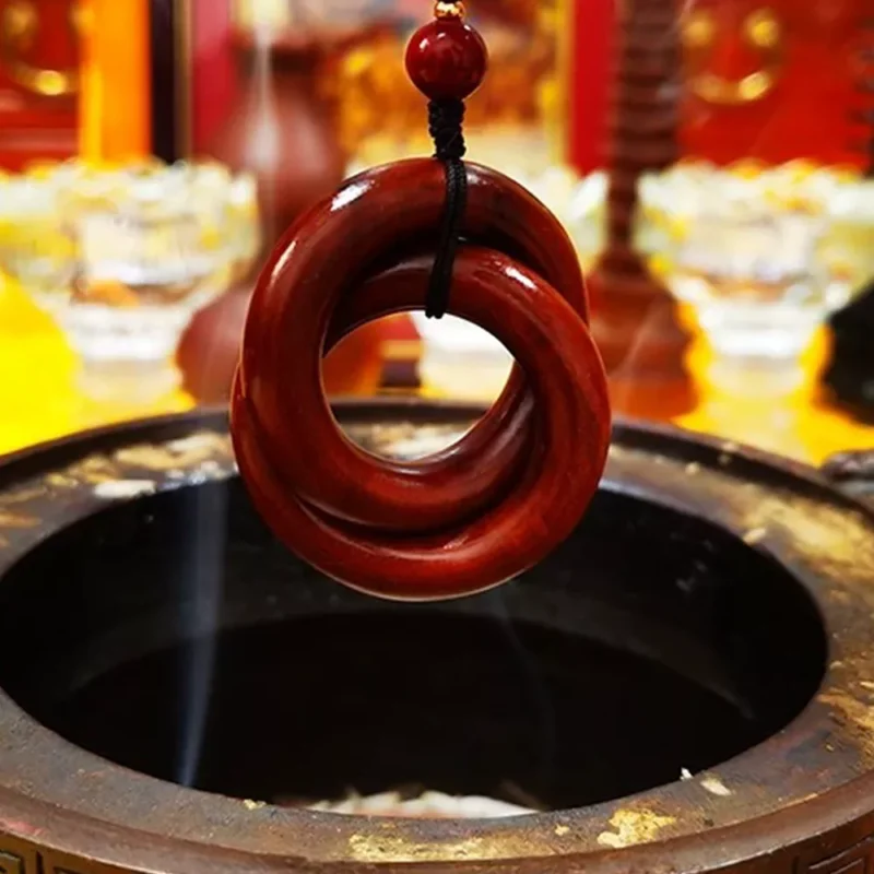 Authentic lightning-struck wood ring infused with Taoist symbolism for protection.