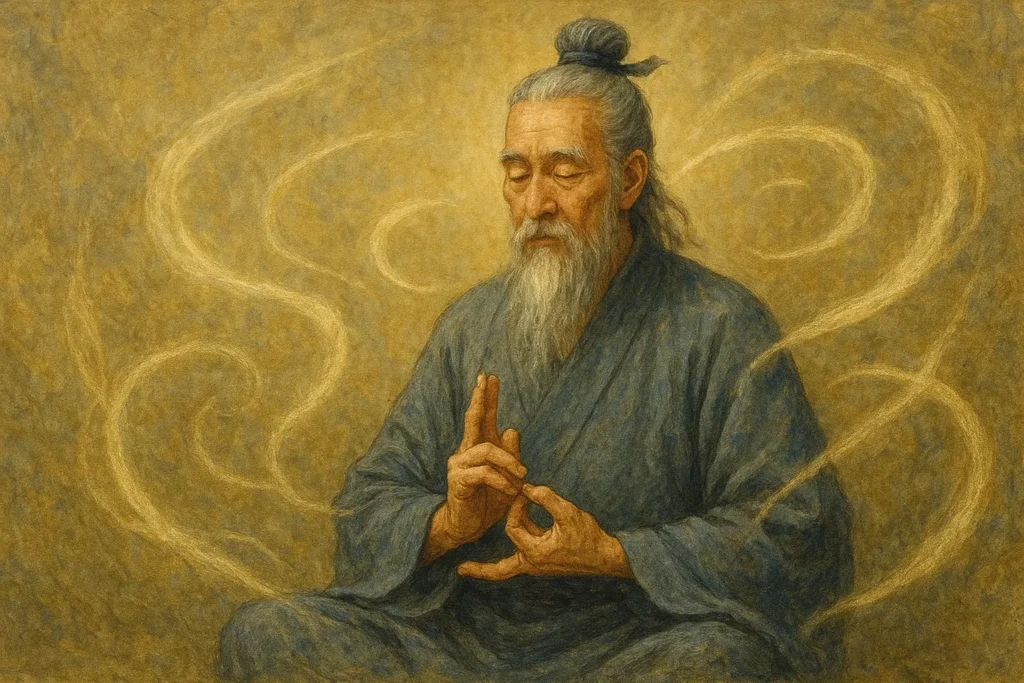 Diagram showing the Five Elements in Taoist philosophy: Wood, Fire, Earth, Metal, Water